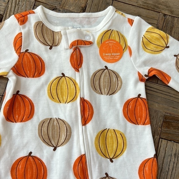 Carters Pumpkin Infant Footed Pajama’s - Picture 2 of 9